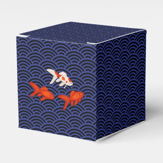 Goldfish on Seigaiha Mönster Anpassade Japanska Presentaskar (Framsidan Sidan)