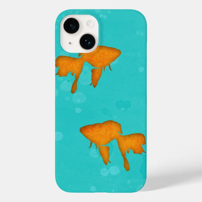 Goldfish-orange silhouettes in turkos vatten (Baksida)