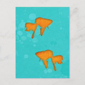 Goldfish-orange silhouettes in turkos vatten vykort