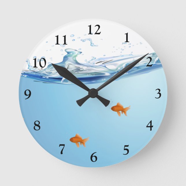 Goldfish under vatten aquarium rund klocka (Framsida)