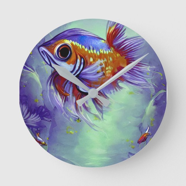 Goldfish under water aquarium rund klocka (Framsida)