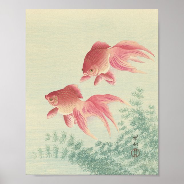 Goldfish Vintage Japanese Woodblock Print Poster (Framsidan)