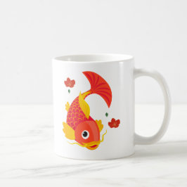 Goldfish with flowing fins and red blommars Coffee Kaffemugg
