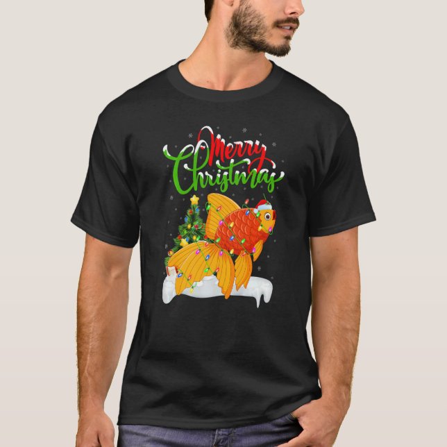 Goldfish  Xmas Decorations Santa Goldfish Christma T Shirt (Framsida)