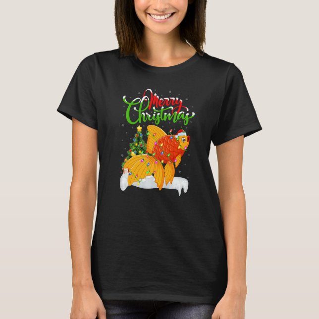 Goldfish  Xmas Decorations Santa Goldfish Christma T Shirt (Framsida)
