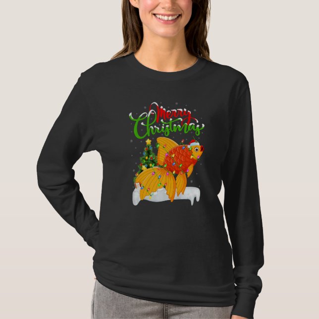Goldfish  Xmas Decorations Santa Goldfish Christma T Shirt (Framsida)