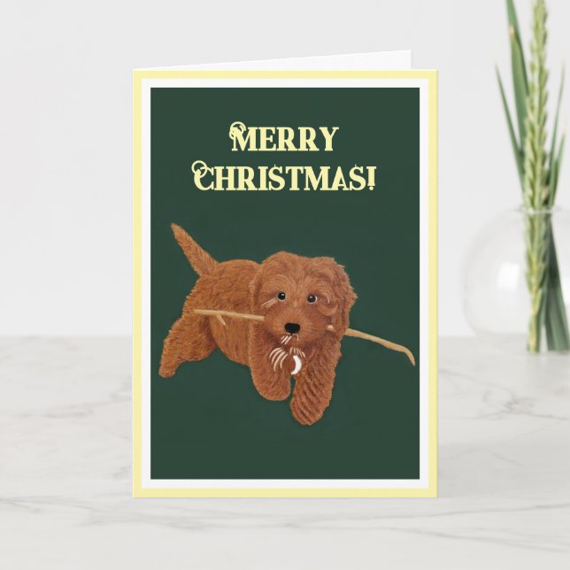 Goldie Doodle Holiday Greeting Card Helgkort (Framsida)