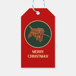 Goldie Doodle Röd Presentetikett