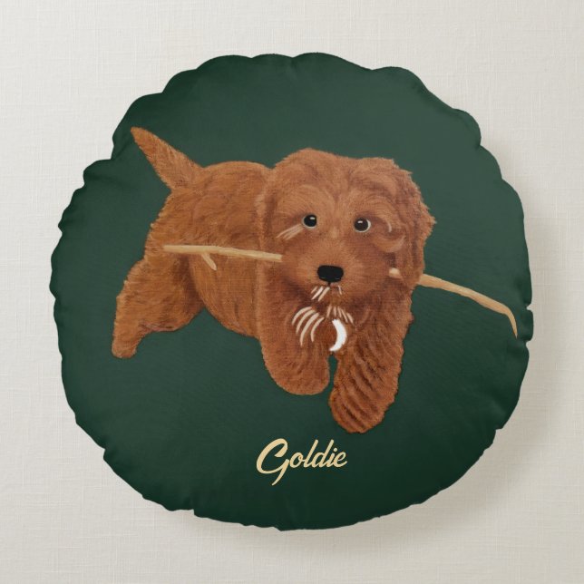 Goldie Doodle Rund Kudde (Framsidan)
