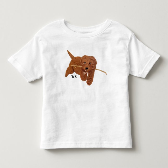Goldie Golden Doodle Vit T Shirt (Framsida)