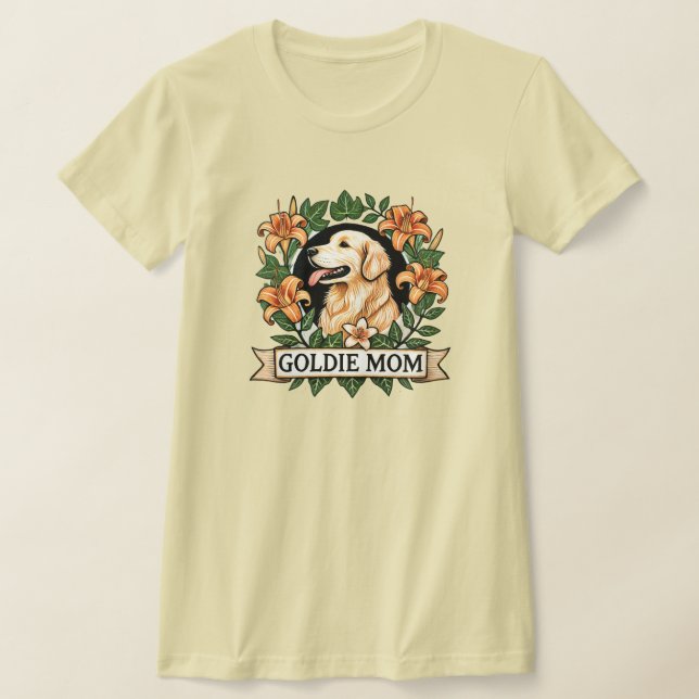 Goldie Mamma Golden Retriever Hund Mammor T Shirt (Laydown)