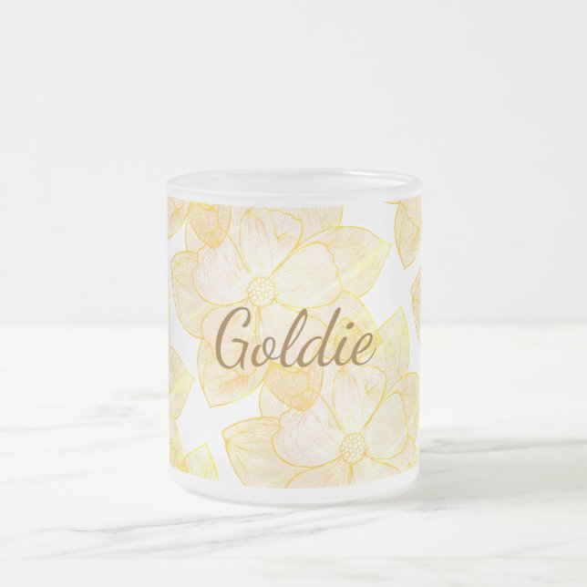 "Goldie" Solkysst Estetisk Blommig Frostat Glas Frostad Glasmugg (Center)