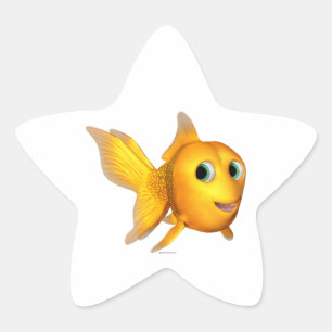 Goldie the Toon Goldfish Stjärnformat Klistermärke