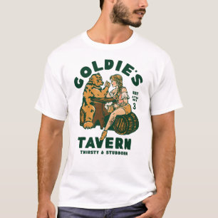 Goldie's Tavern Woman Arm Wrestling Bear Gift T Shirt