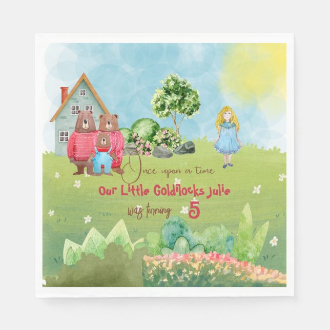 Goldilocks Birthday Napkin Pappersservett (Framsidan)