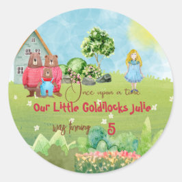 Goldilocks Birthday Sticker Runt Klistermärke