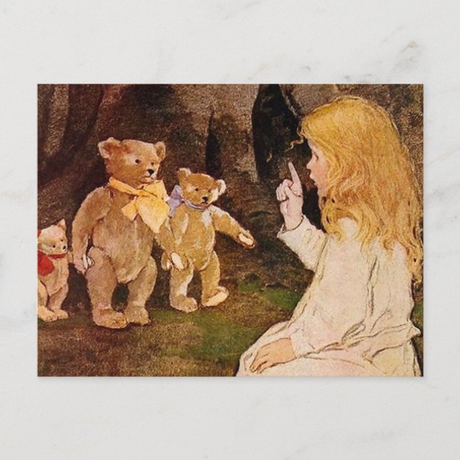 “Goldilocks och björnarna” av Jessie Willcox Smith Vykort (Framsida)