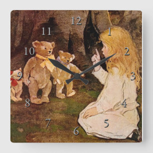 "Goldilocks och de tre pärlorna" Fyrkantig Klocka