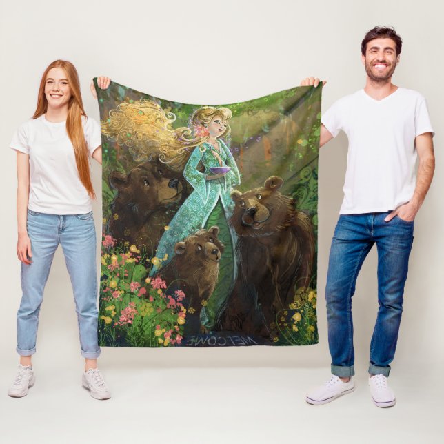 Goldilocks och tre päron fleecefilt (På plats)