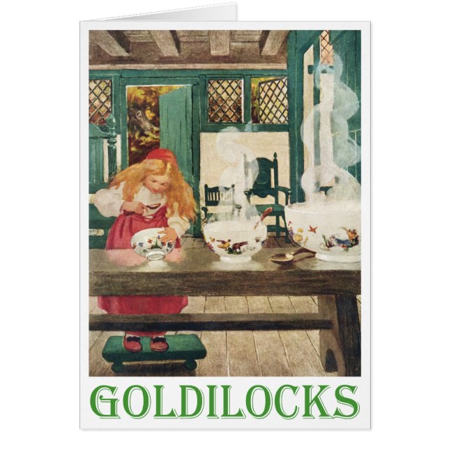 Goldilocks och tre päron hälsningskort (Framsidan)