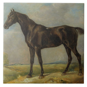 Golding konstapel svart Ridning-Häst, c.1805-10 Kakelplatta