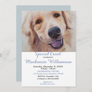 GOLDLEN LAB ÖNSKEMÅL GRATTIS PÅ FÖDELSEDAGEN INBJUDNINGAR