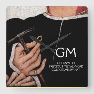 GOLDSMITH,PRECIOUS METALWORKER,GULD JEWELRY ART FYRKANTIG KLOCKA