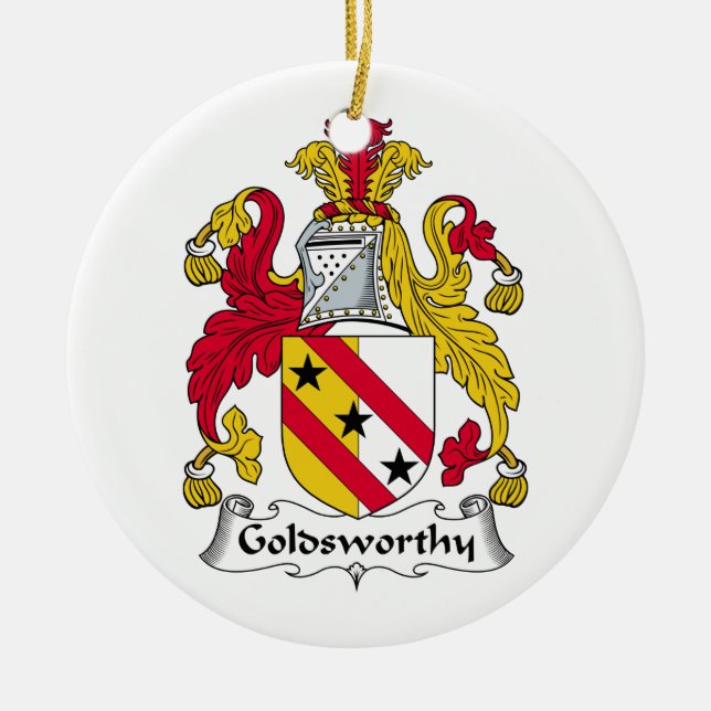 Goldsworthy familjvapensköld julgransprydnad keramik (Framsidan)
