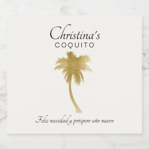 Goldtone Handflatan Träd Coquito Sticker Spritflaskor Etikett
