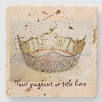 Goldtone kronakustfartygTravertine med text