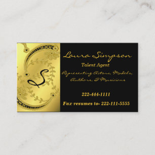 Goldtone och svart Monogramvisitkort Visitkort
