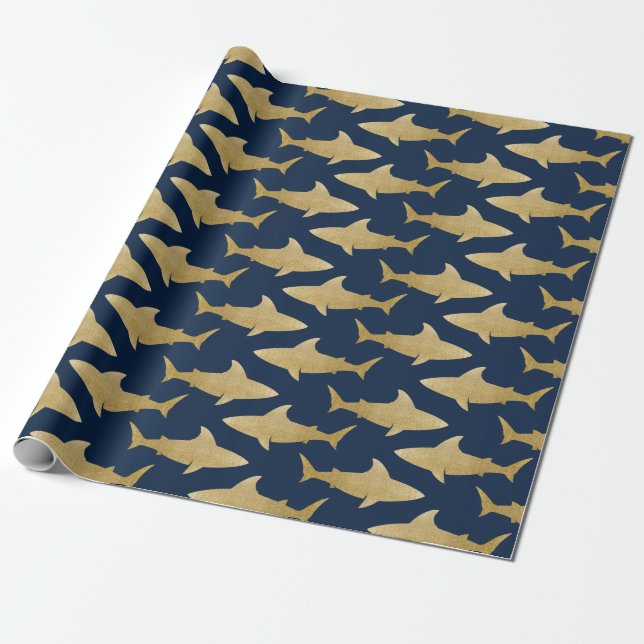 Goldtone Shark Wrapping Papper Presentpapper (Utrullad)