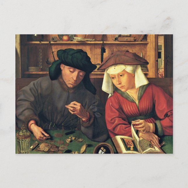 Goldwäger och hans fru av Massys Quentin Vykort (Framsida)