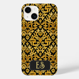 Goldwork Embroidery - Guld on Black Damask anpassn