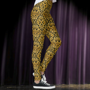 Goldwork Embroidery Thread - Guld på Black Ornate Leggings