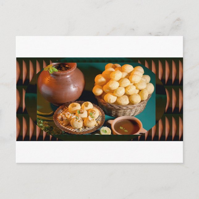 GOLE GAPPAY Panni Puri Indian Cuisine Snack Vykort (Framsida)