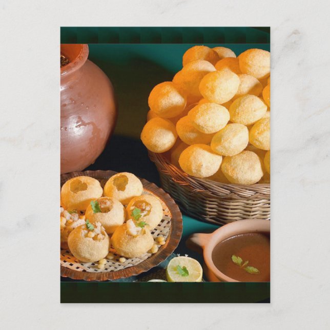 GOLE GAPPAY Panni Puri Indian Cuisine Snack Vykort (Framsida)