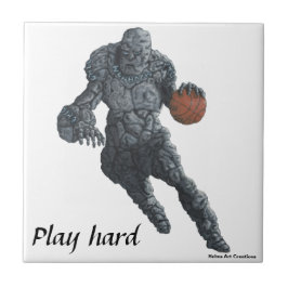 Golem Dribbling Basketball Fantasy Art Tile Kakelplatta