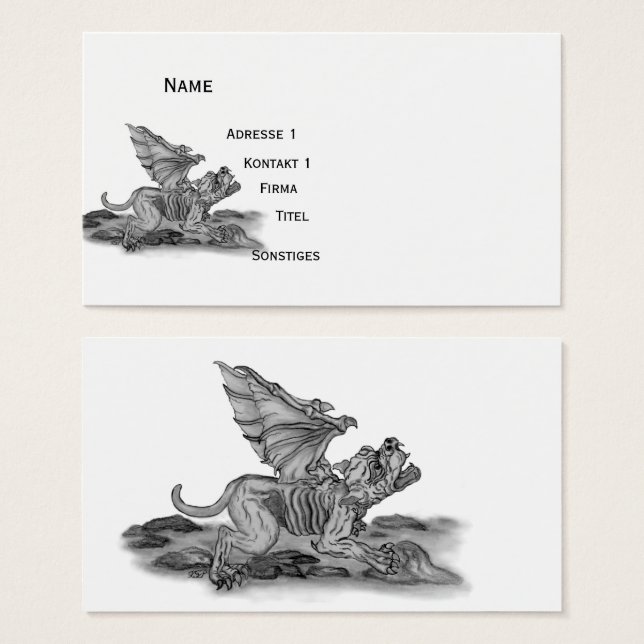 Golem Gargoyle , Black and White-design Visitkort (Framsida & baksida)