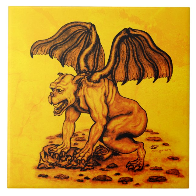Golem Gargoyle Kakelplatta (Framsidan)
