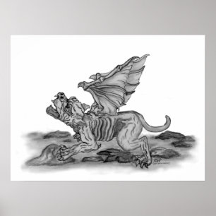 Golem - Gargoyle schwarz-weiß-design Poster