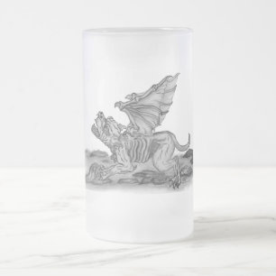 GOLEM Gargoyle, svart och vit design Frostat Ölglas
