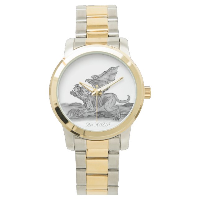 Golem Gargoyle, svartvit design Armbandsur (Framsida)
