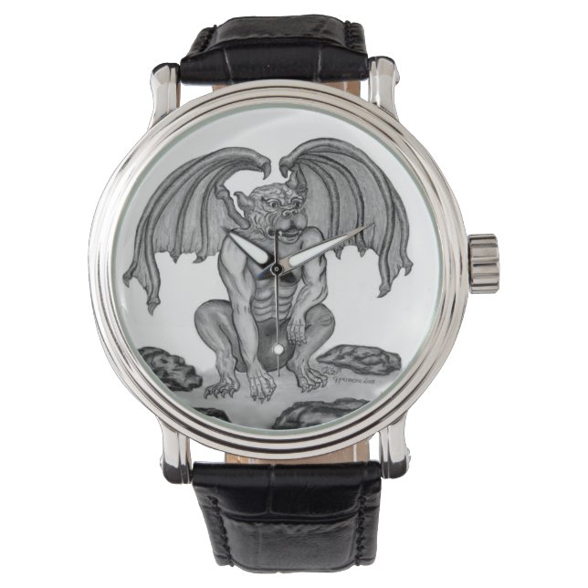 Golem Gargoyle, svartvit design Armbandsur (Framsida)