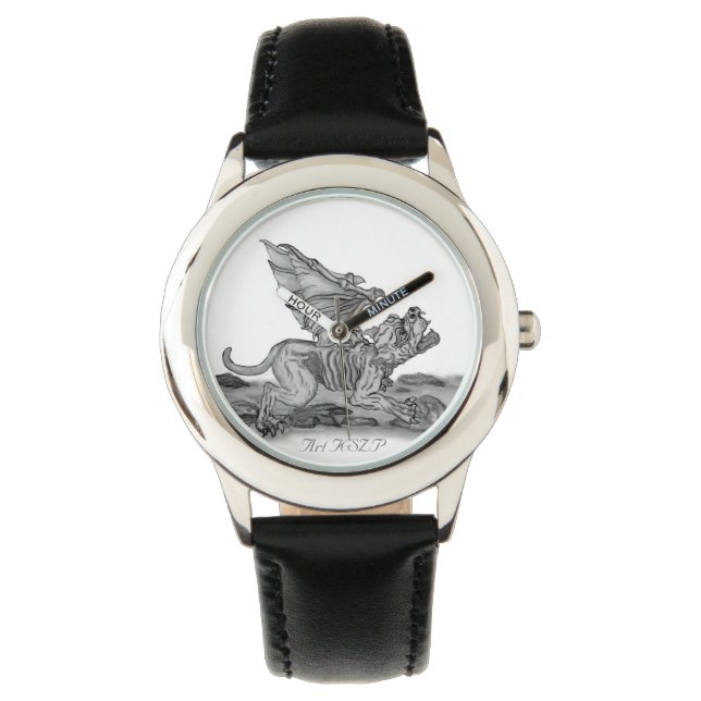 Golem Gargoyle, svartvit design Armbandsur (Framsida)