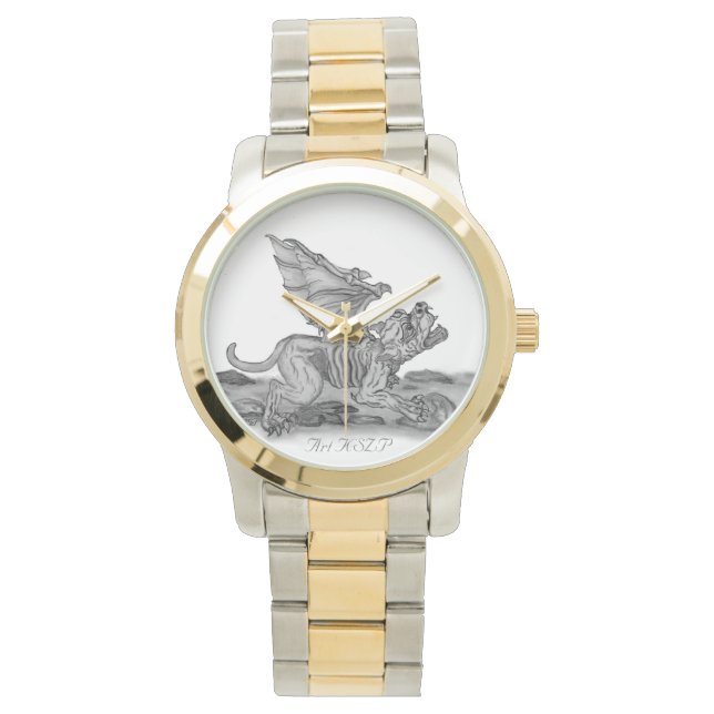 Golem Gargoyle, svartvit design Armbandsur (Framsida)