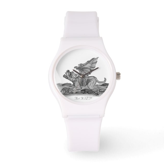 Golem Gargoyle, svartvit design Armbandsur (Framsida)