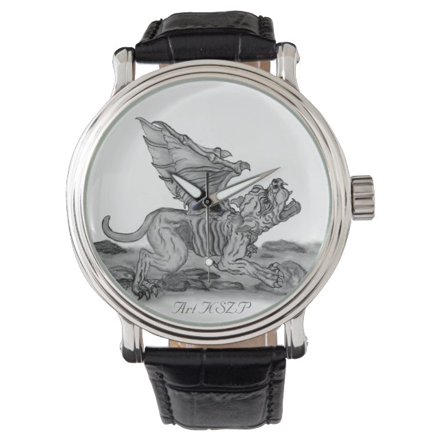 Golem Gargoyle, svartvit design Armbandsur (Framsida)