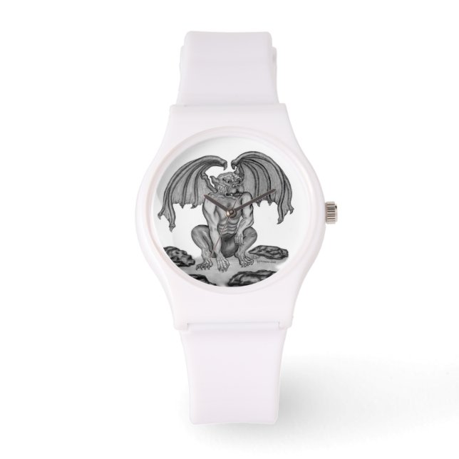 Golem Gargoyle, svartvit design Armbandsur (Framsida)