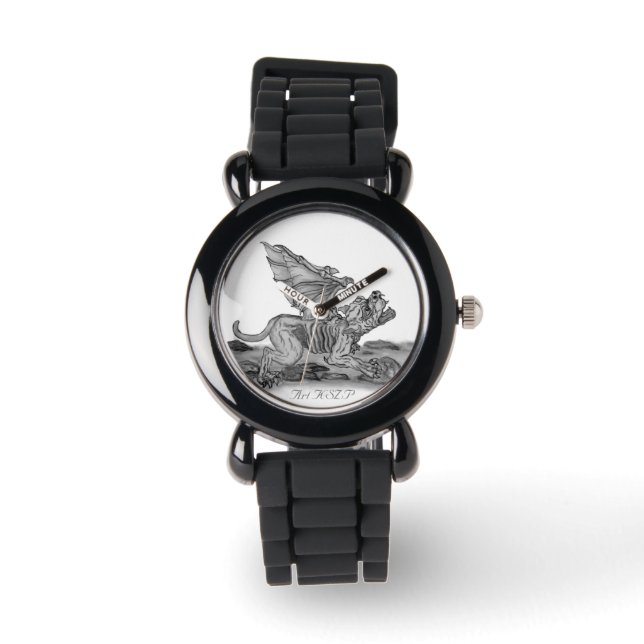 Golem Gargoyle, svartvit design Armbandsur (Framsida)